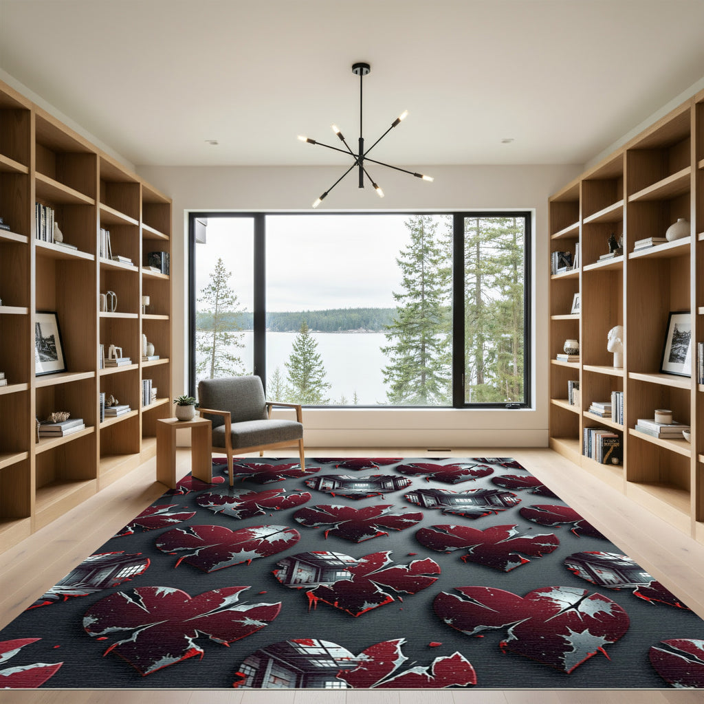 Cracked Crimson Heart Industrial Room Rug