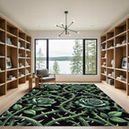 Emerald Rose Vine Gothic Thorny Garden Rug