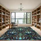 Luxurious Teal Lotus Archway Rug