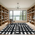 Monochromatic Gridded Checkered Abstract Rug