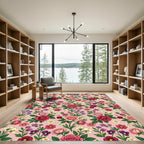 Pink Rose Floral Medley Garden Rug