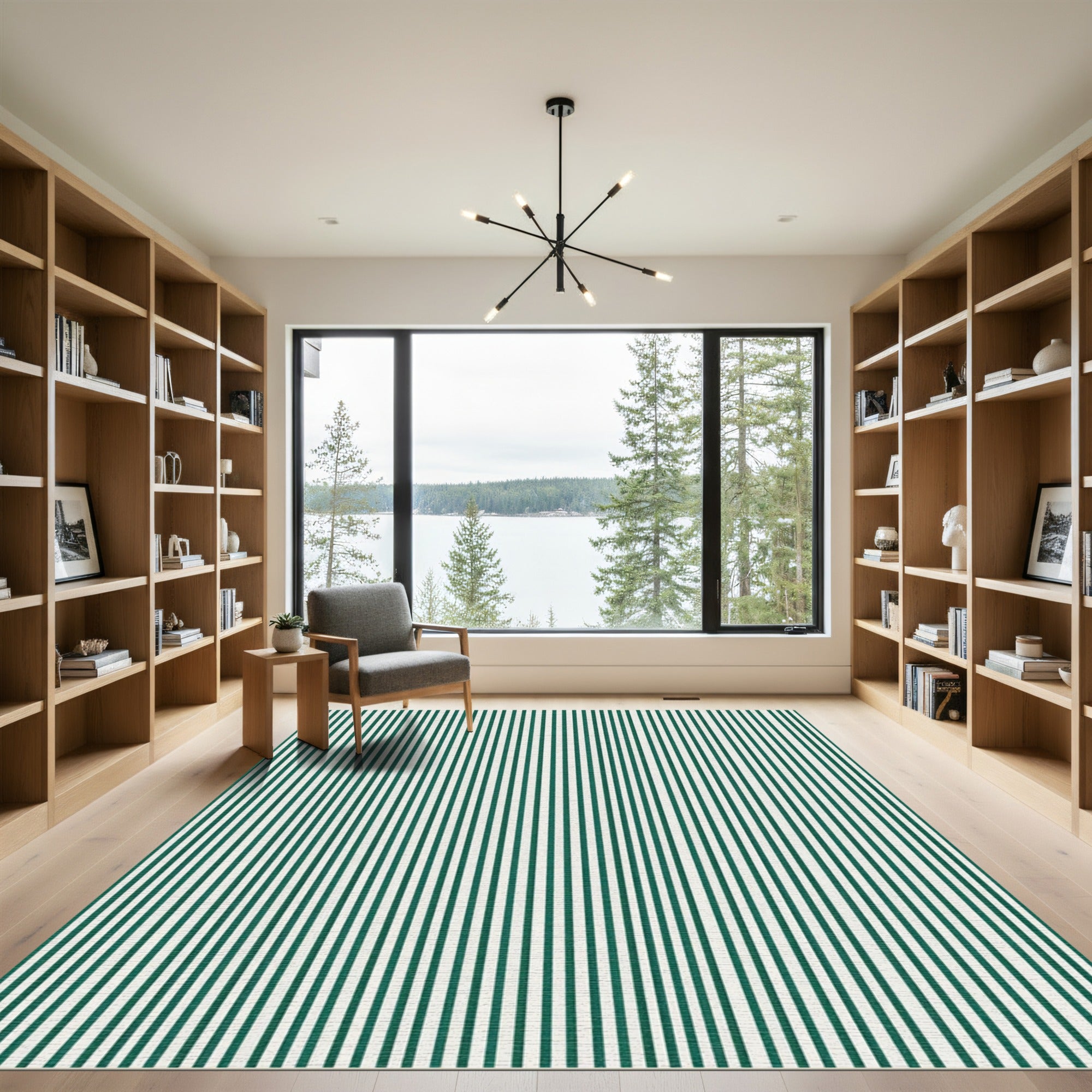 Deep Green Pine Stripe Rug