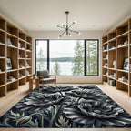 Monochromatic Poppy Floral Cluster Rug