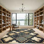 Ornate Quatrefoil Khaki Gray Rug