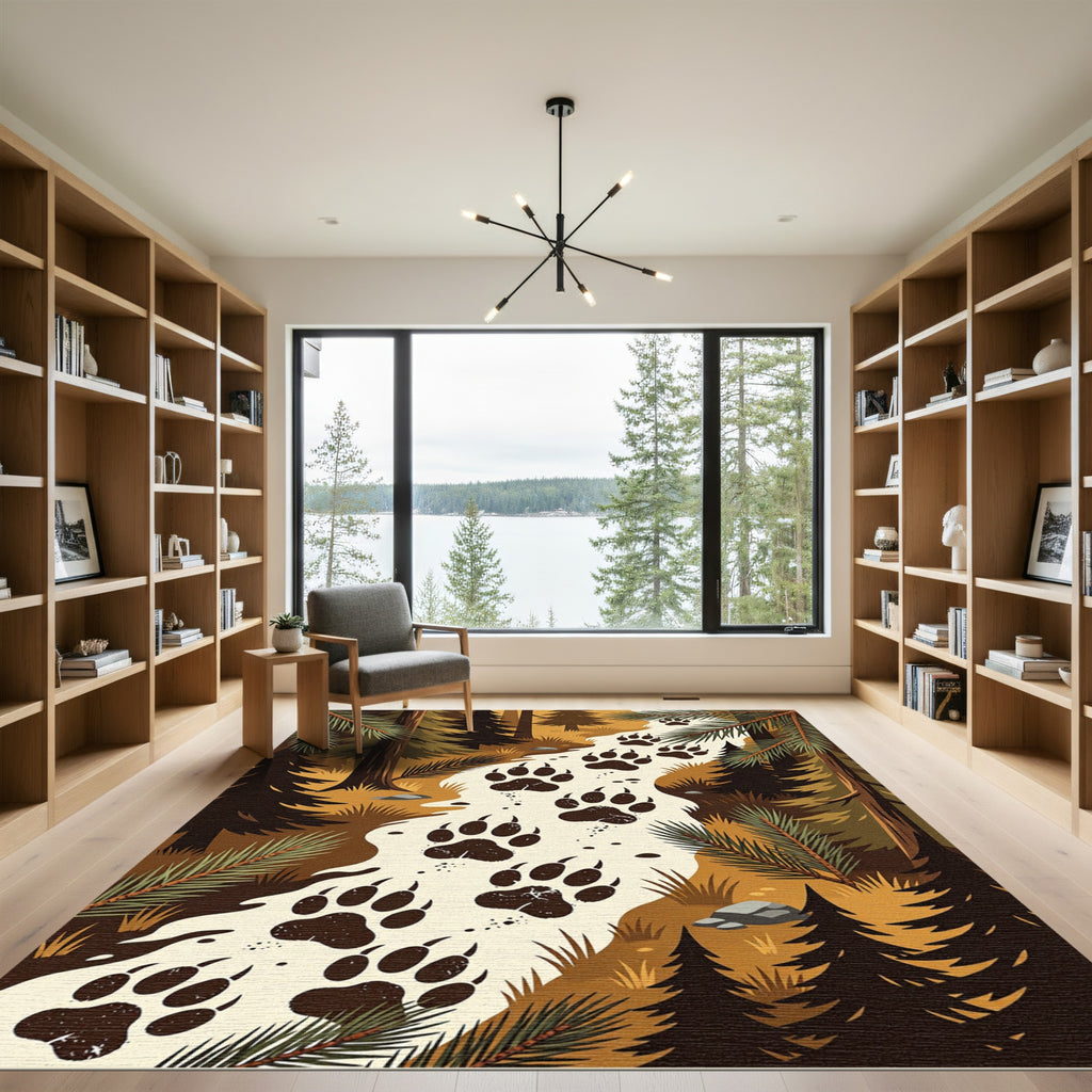 Bear Track Woodland Forest Path Rug