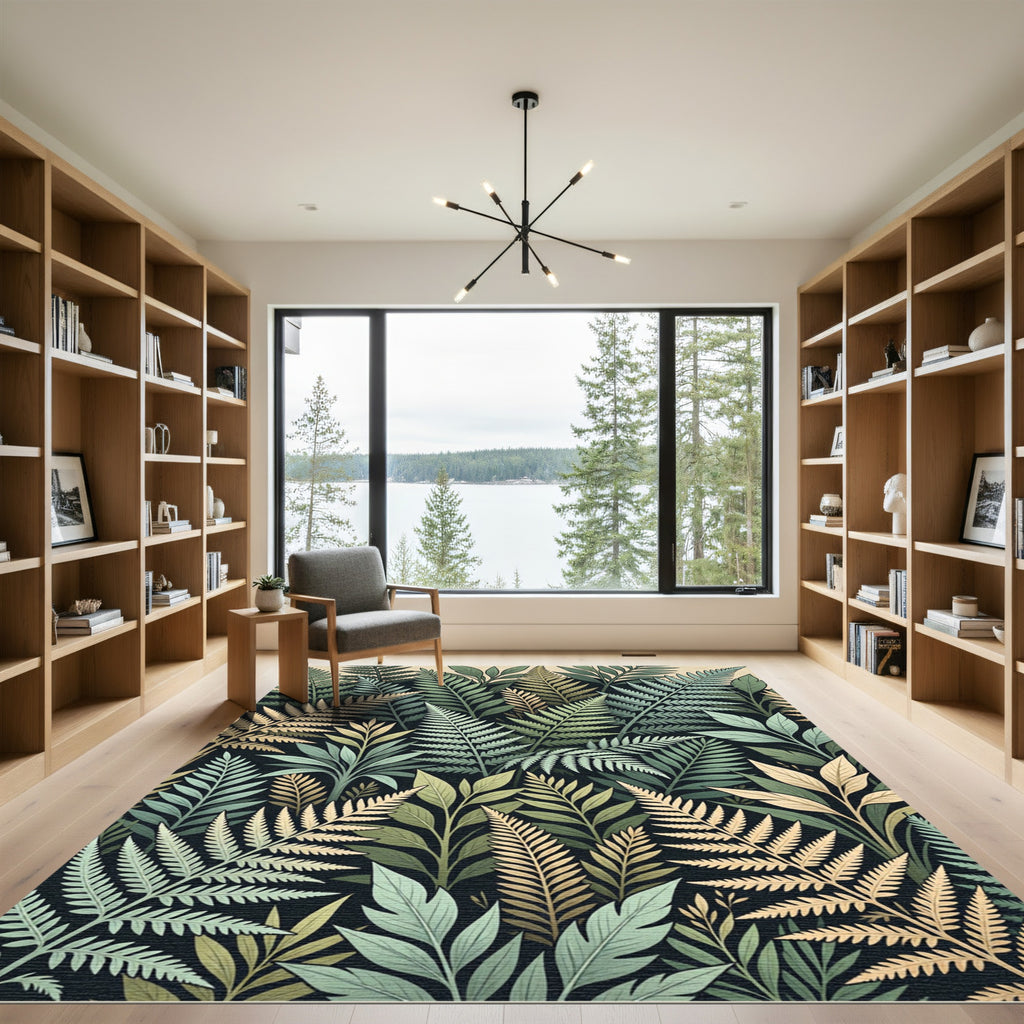 Verdant Fern Frond Garden Lush Rug