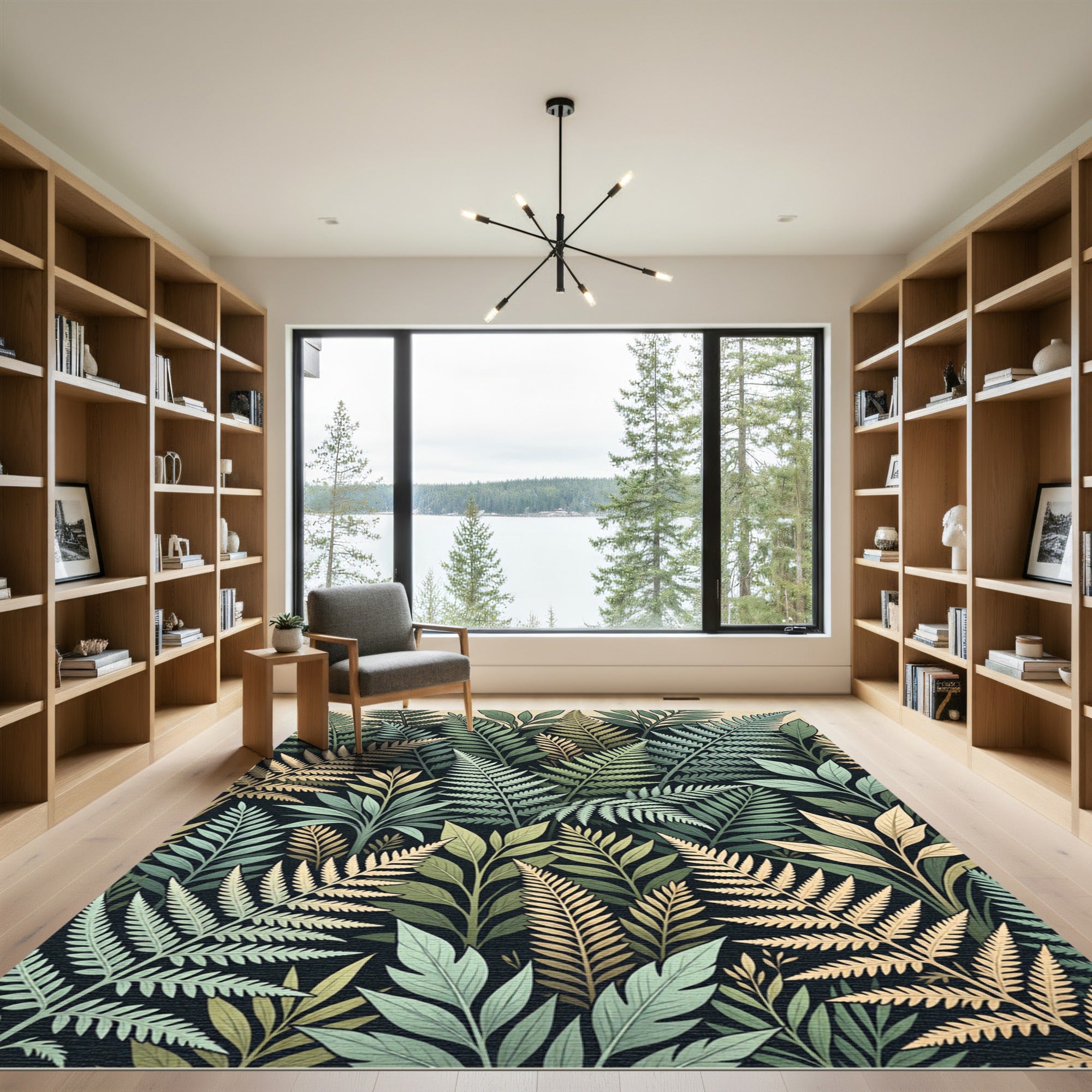 Verdant Fern Frond Garden Lush Rug