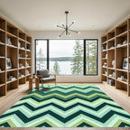 Sage and Forest Green Zigzag Chevron Rug