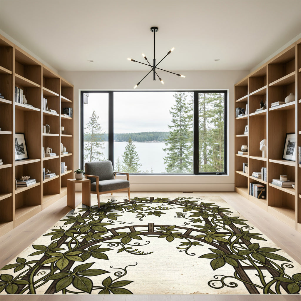 Botanical Ivy Trellis Forest Green Rug
