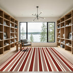 Crimson Cream Vertical Stripe Rug