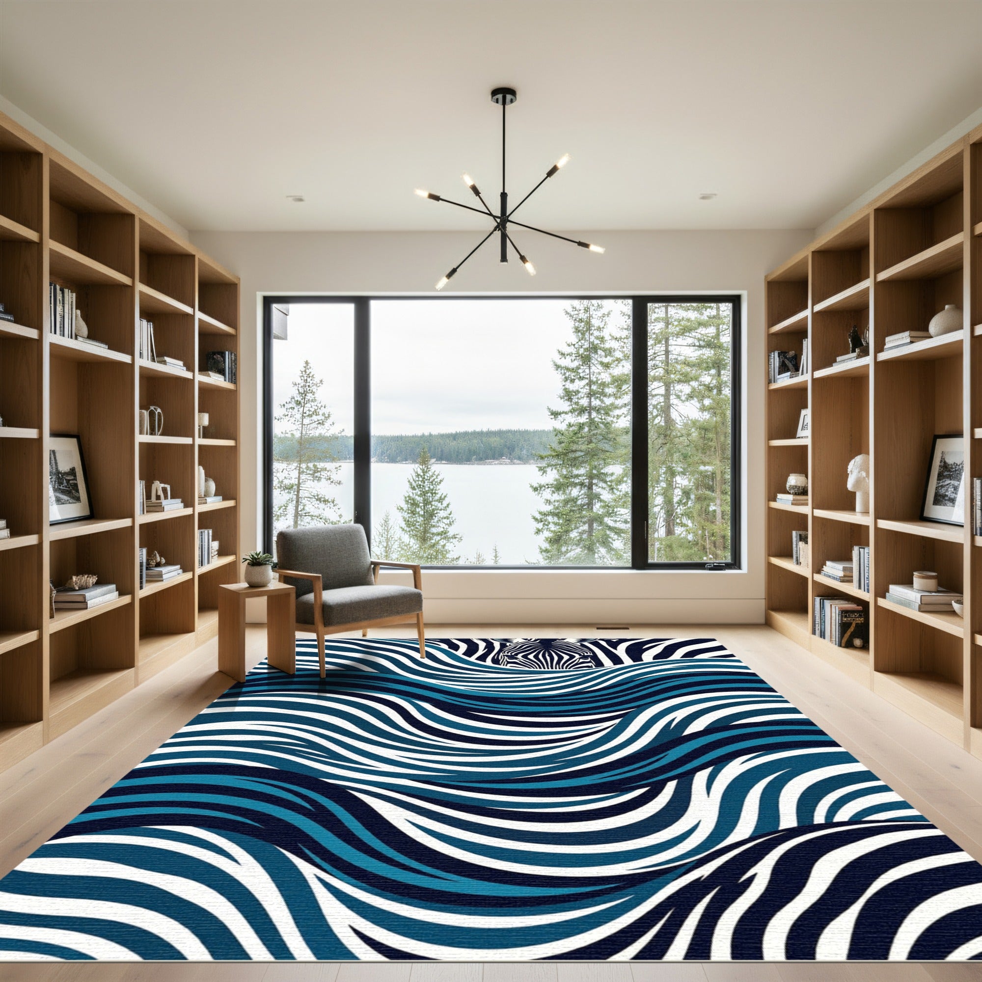 Zebra Stripe Ocean Waves Rug