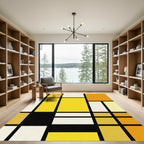 Geometric Abstract Yellow Mondrian Composition Rug