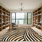 Abstract Caramel and Onyx Zebra Stripe Rug