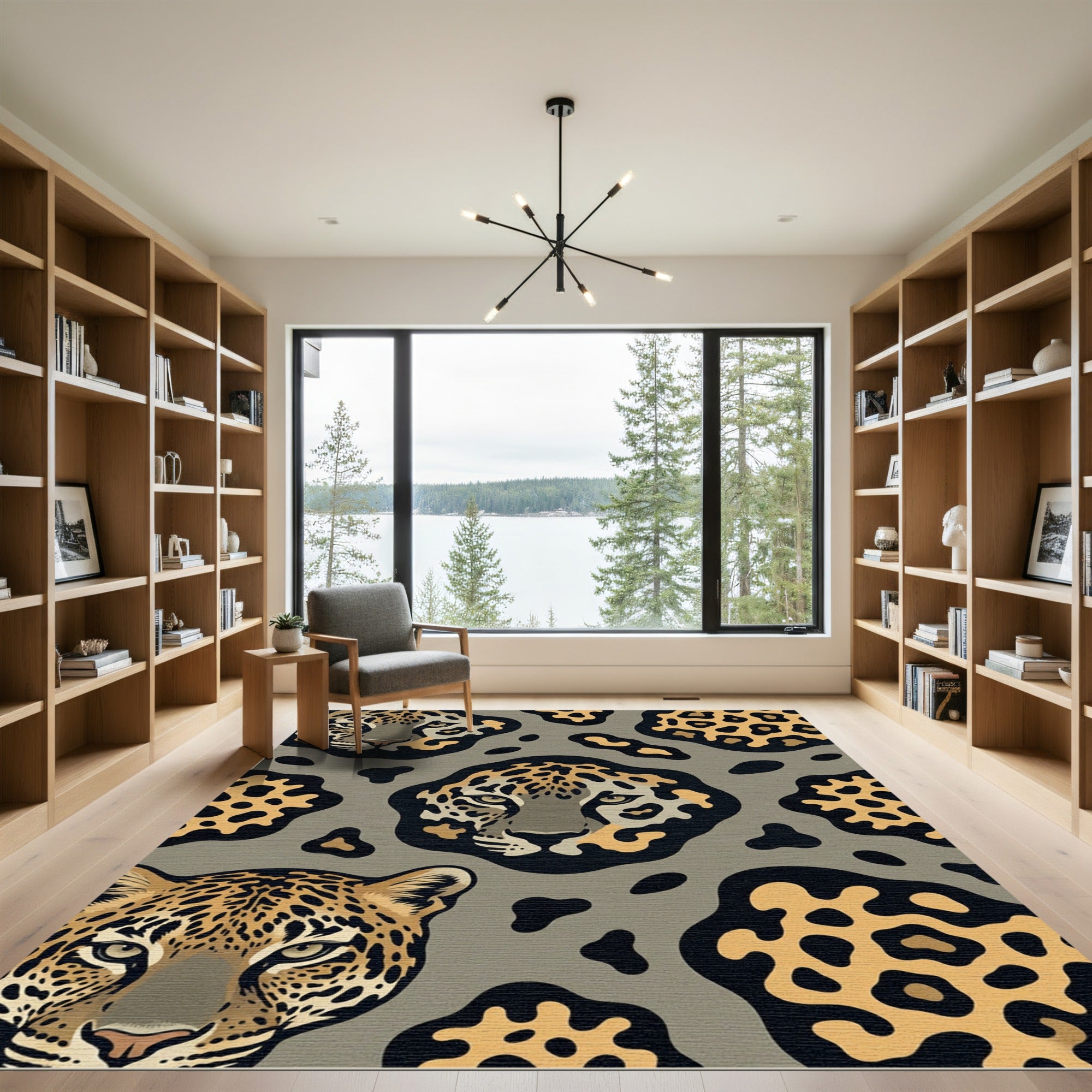 Graphic Leopard Face Safari Texture Rug