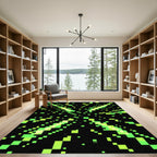 Neon Pixel Lime Green Geometric Explosion Rug