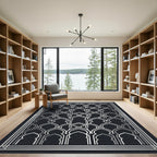 Metallic Silver Geometric Arch Backdrop Rug
