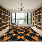 Bold Amber Black Argyle Geometric Rug