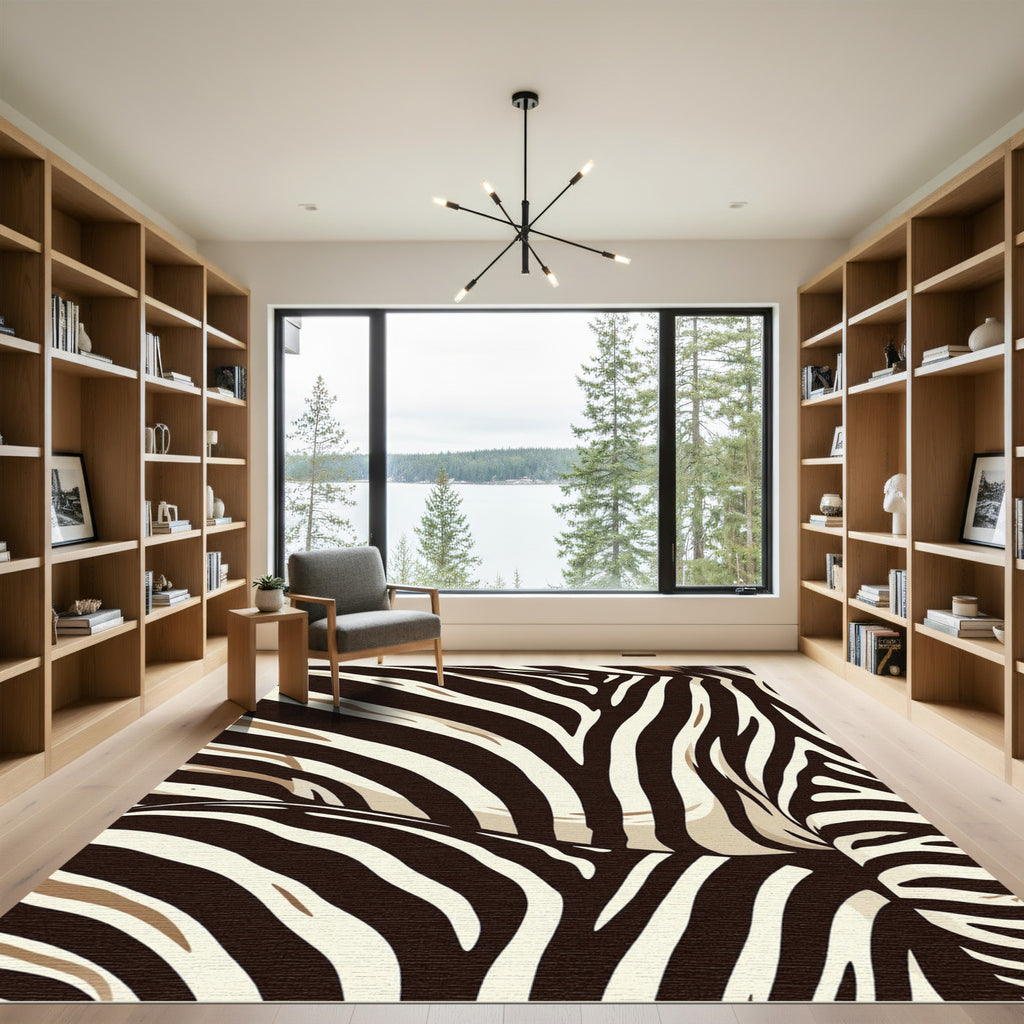 Bold Chocolate Zebra Stripes Rug