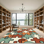 Retro Multicolored Abstract Jigsaw Puzzle Rug