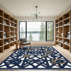 Navy Geometric Knotwork and Tassel Accent Rug