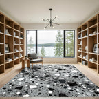 Monochrome Abstract Speckled Terrazzo Stone Rug