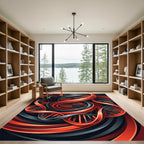 Abstract Helix Spiral Crimson Black Rug