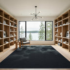 Dark Gray Swirling Smoke Abstract Rug