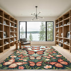 Whimsical Peach Butterfly Garden Meadow Rug