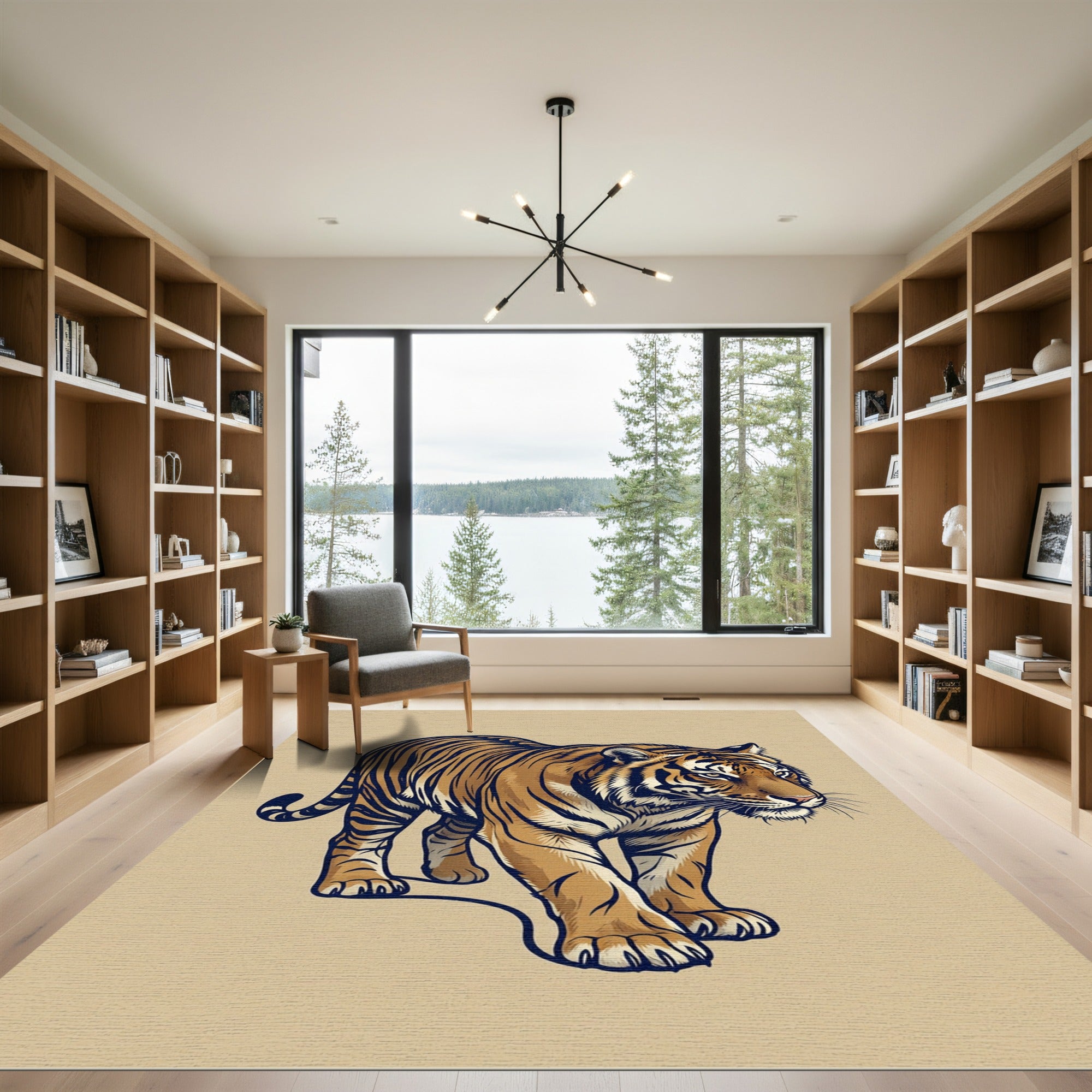 Majestic Amber Brown Tiger Animal Rug