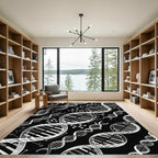 Black White DNA Molecule Science Rug