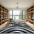 Metallic Silver Abstract Geometric Tunnel Rug