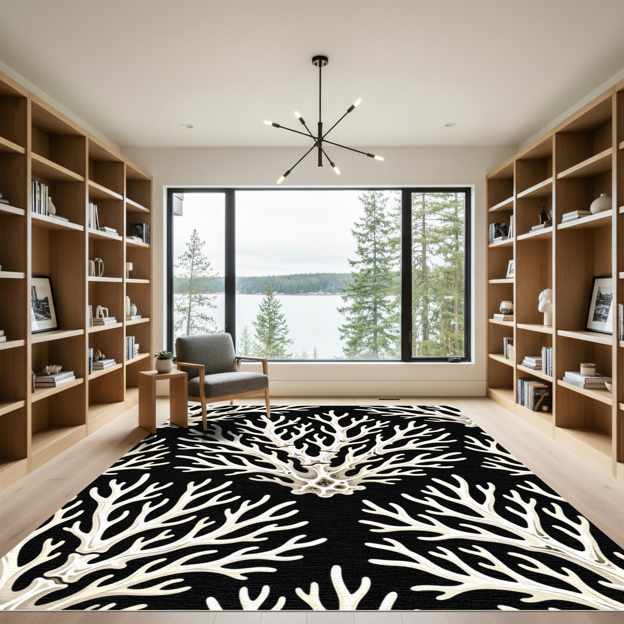 White Coral Branch Repeat Rug