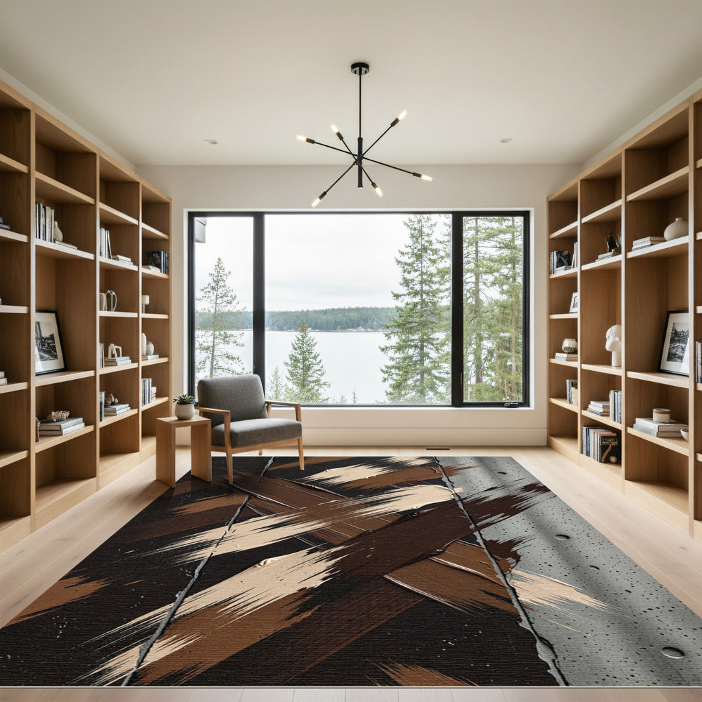 Earth Tones Abstract Brush Stroke Rug