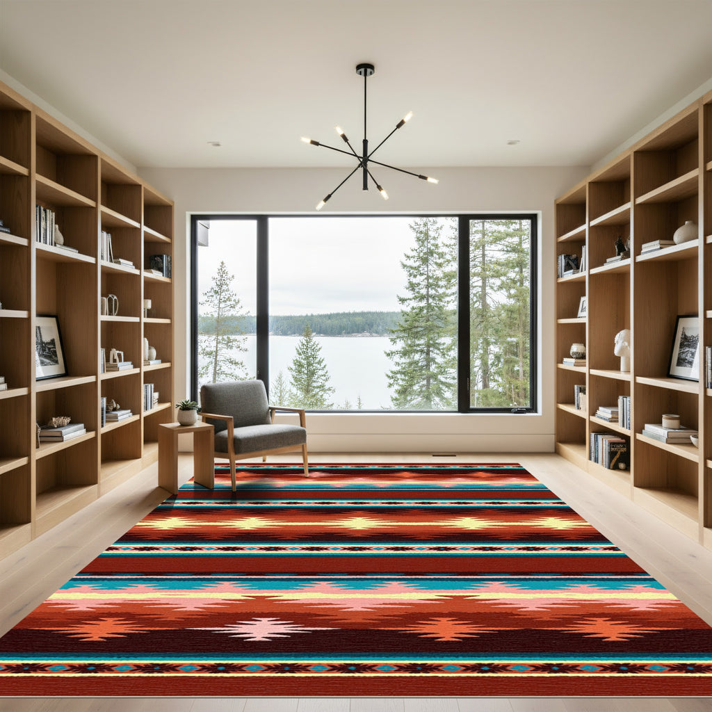 RUSTIC BRIGHT TONE STRIPED NAVAJO Rug