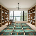 Rustic Teal Wood Plank Weave Rug