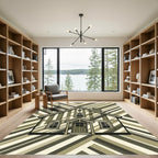 Monochromatic Geometric Striped House Rug