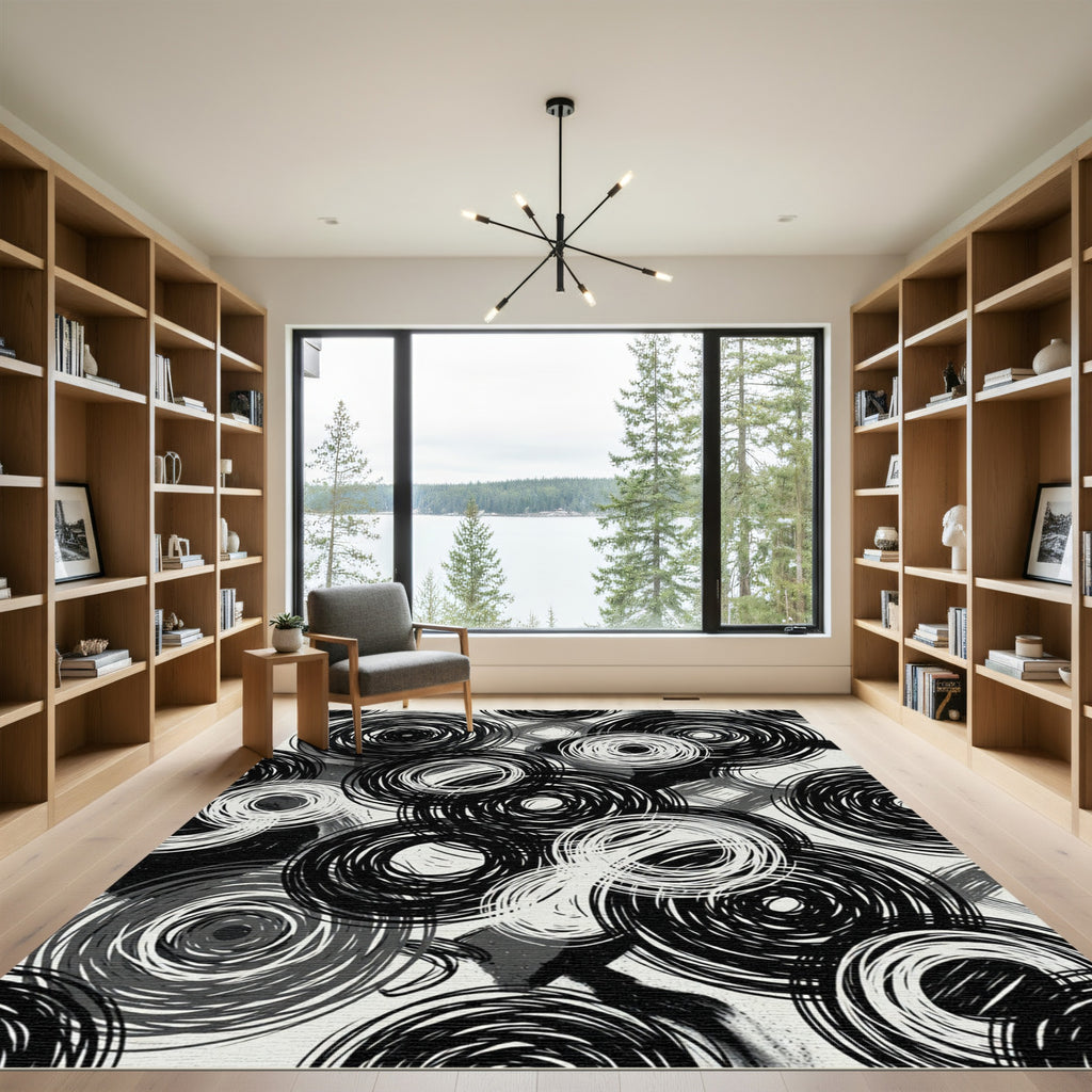 Monochromatic Abstract Interlocking Swirl Rug