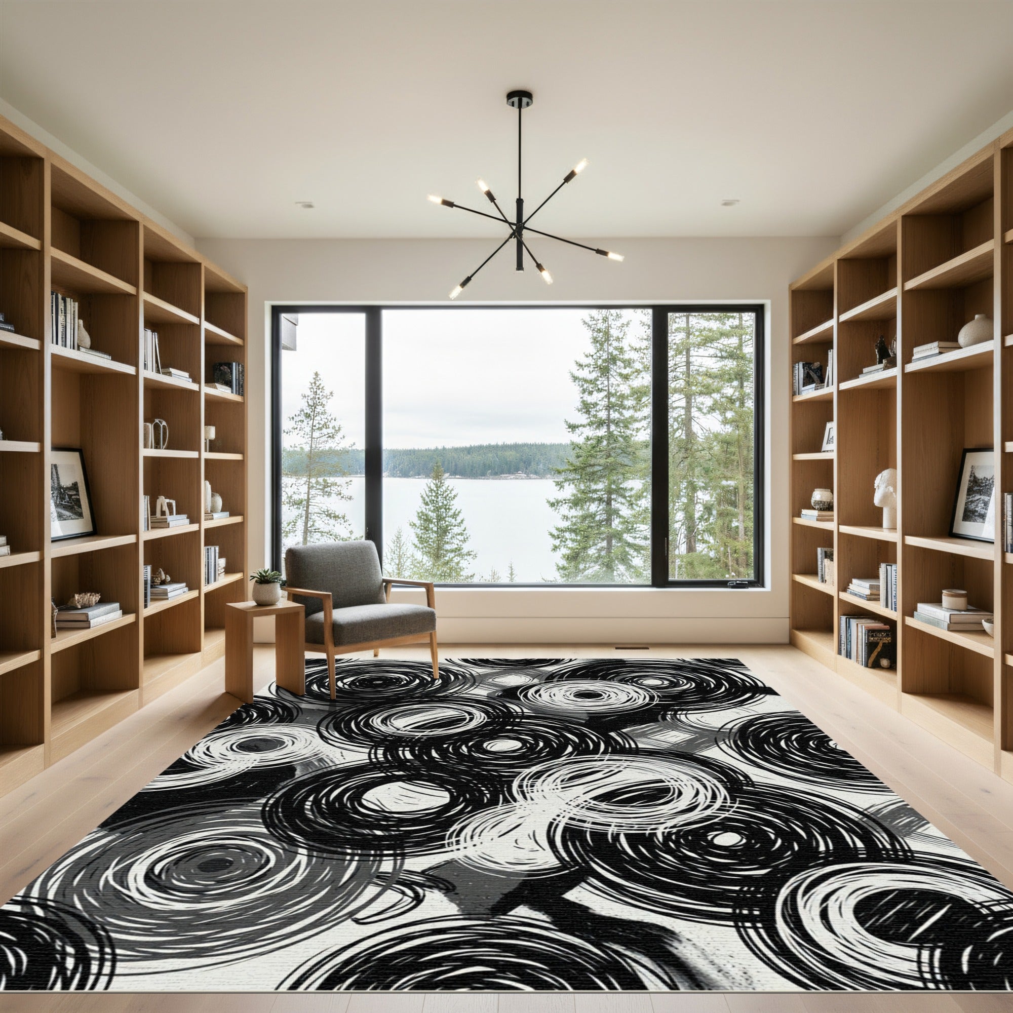 Monochromatic Abstract Interlocking Swirl Rug