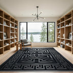Dark Gray Geometric Maze Relief Rug