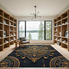 Golden Aztec Temple Slate Medallion Rug
