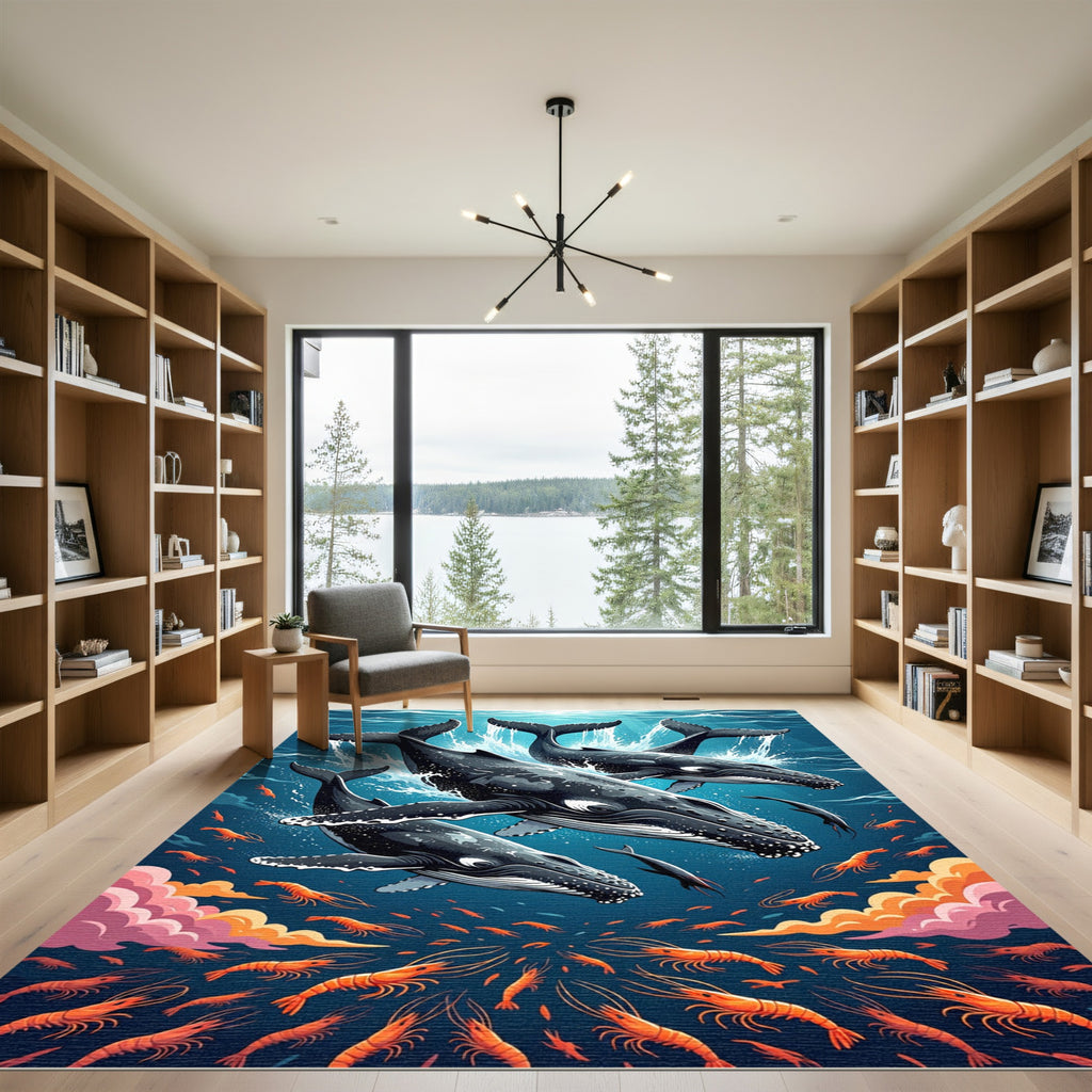 Majestic Humpback Whales Ocean Life Rug