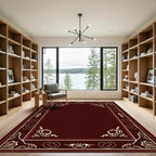 Deep Burgundy Ivory Ornate Borders Rug