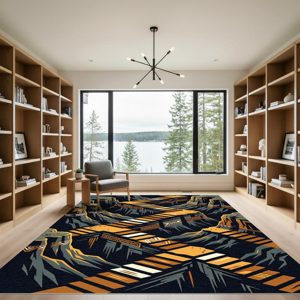 Golden Canyon Geometric Stairway Rug