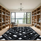 Monochrome Layered Geometric Overlay Rug