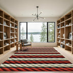 Nautical Ivory Red Rope Stripes Rug