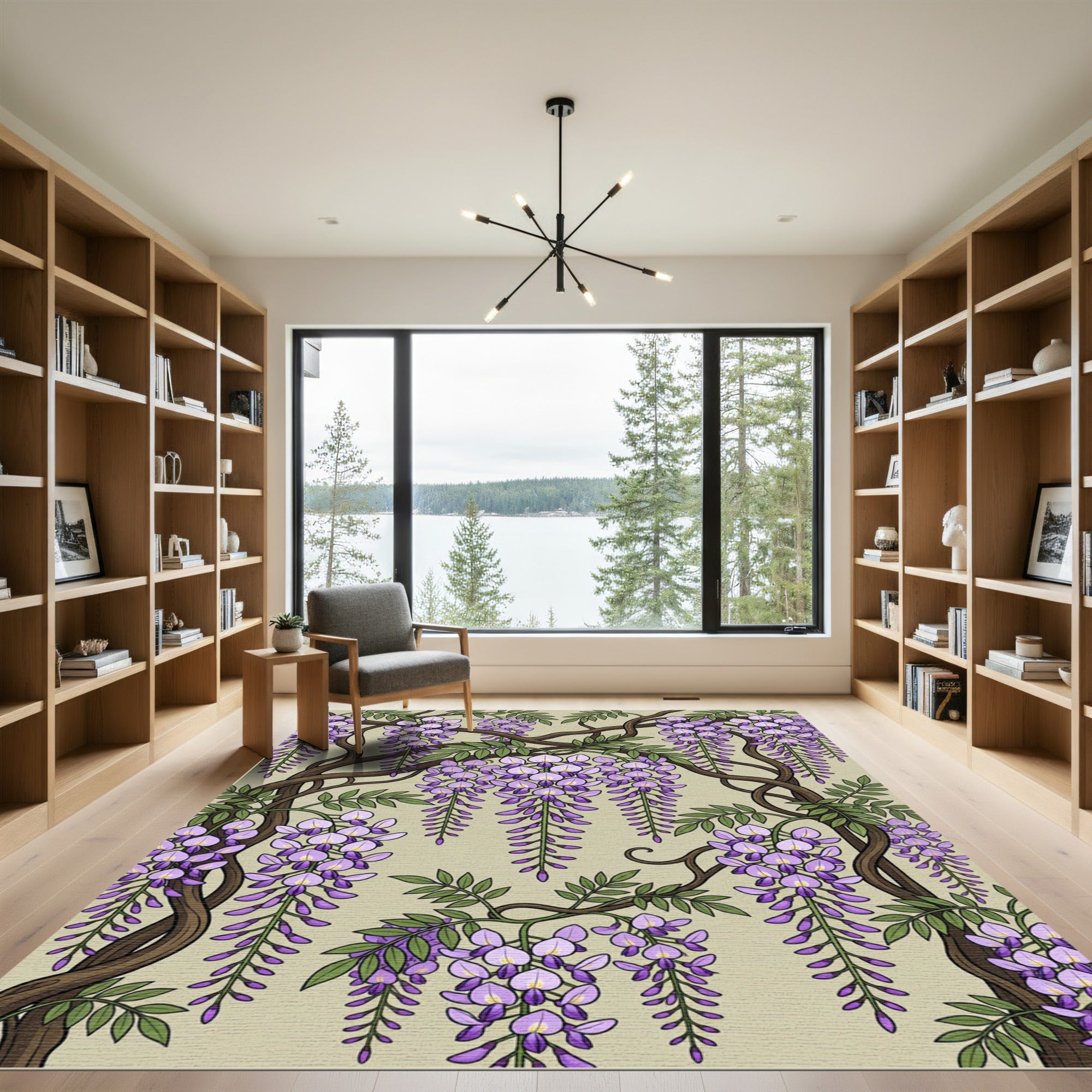 Lavender Wisteria Vine Blossom Rug