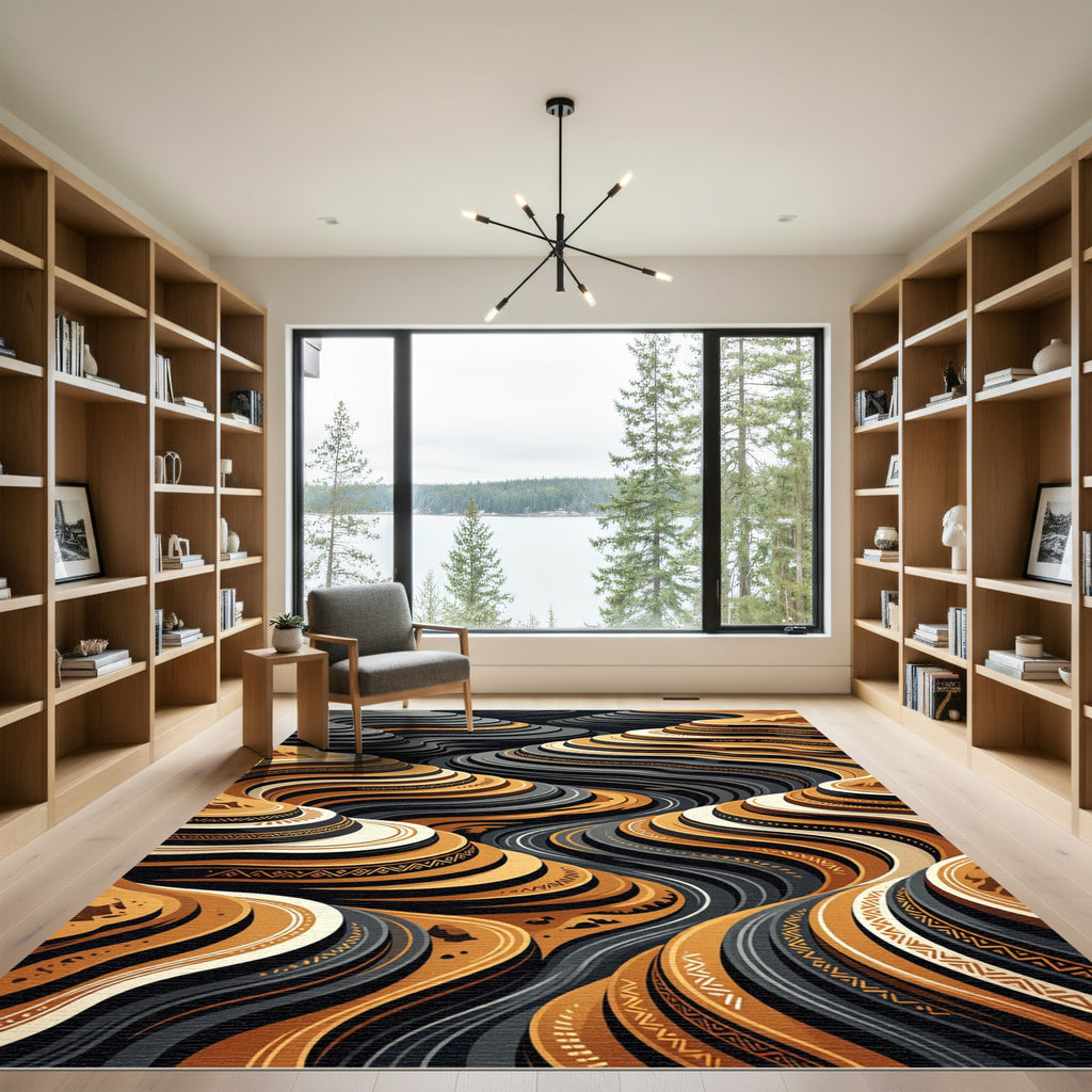 Earthy Terracotta Abstract Canyon Layers Rug