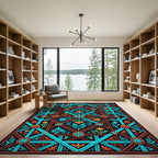 Teal and Copper Ornate Botanical Lattice Rug