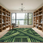 Shaded Emerald Cross Striped Geometric Rug