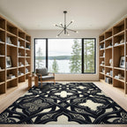 Gothic Charcoal Interwoven Quatrefoil Medallion Rug